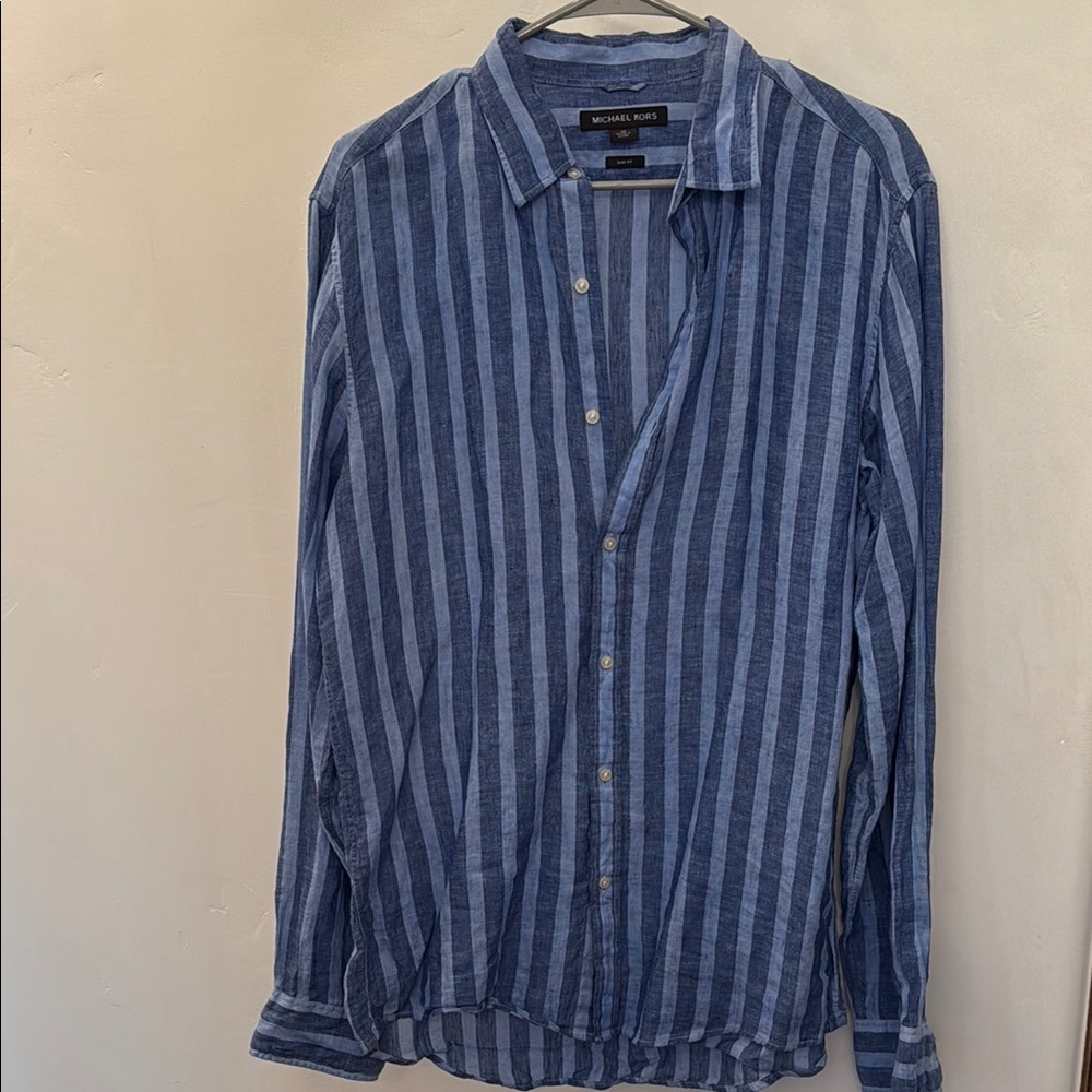 Michael Kors Blue Casual Button Down Shirt